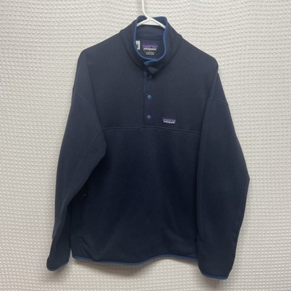 Patagonia Blue Marsupial Snap MockNeck Sweater Men Large Thailand‎ Polyester